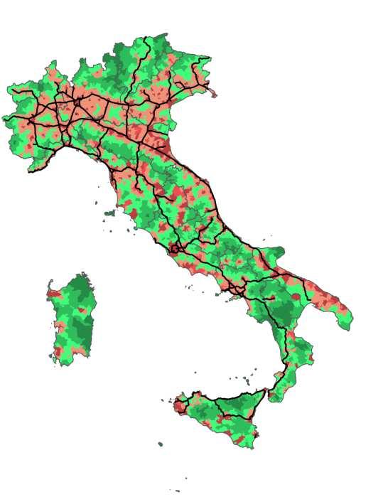 LE AREE INTERNE DELL ITALIA Classificazione Comuni Numero comuni % Altitudine media Popolazione % Superficie (Kmq) (mt) Polo 219 2,7 145 21.223.562 35,7 29.519 9,8 Polo intercomunale 104 1,3 166 2.