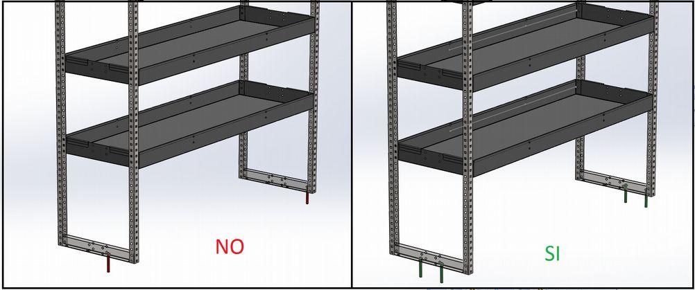 4) Installazione della scaffalatura sul furgone.