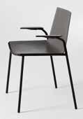 Seduta in polipropilene. > Chair with armrests and steel frame, 4 legs. Polypropylene shell.