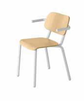 > Chair with armrests and steel frame, 4 legs.  > Chair with armrests and steel frame, 4 legs. Beech wood seat and back.