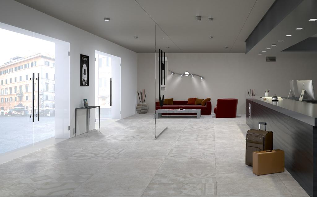 GRIGIO 26 Ambiente realizzato con: Grigio Naturale 80x80. 31,5 x31,5 Cementine Grigio 80x80.