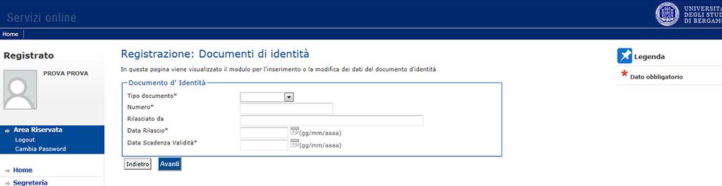 Controlla i dati relativi al documento