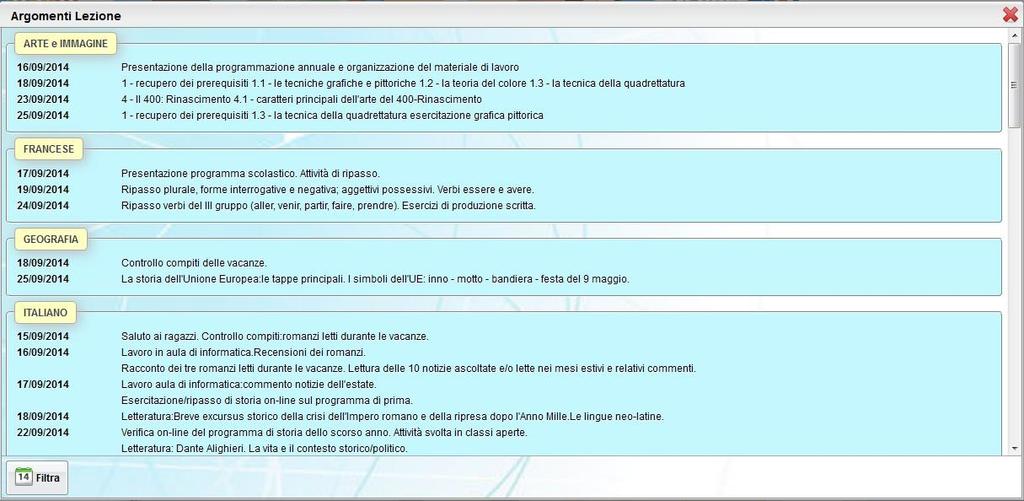 Pannello laterale: «Servizi Classe» L icona «Argomento delle