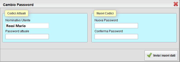 Menu UTILITÀ Questo menu consente di effettuare in qualunque momento il cambio password facendo click sull icona