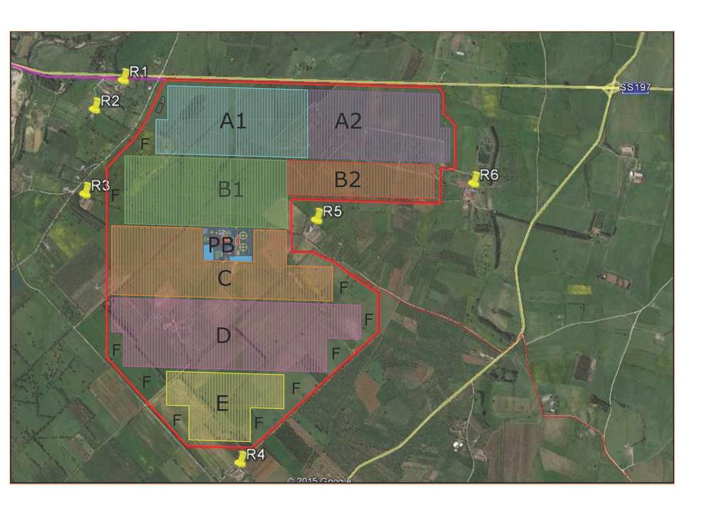 4.14. RECETTORI Ai fini della presente analisi sono stati individuati i seguenti recettori più prossimi alle aree di cantiere, essendo quelli potenzialmente più esposti: " R1, abitazione; " R2,