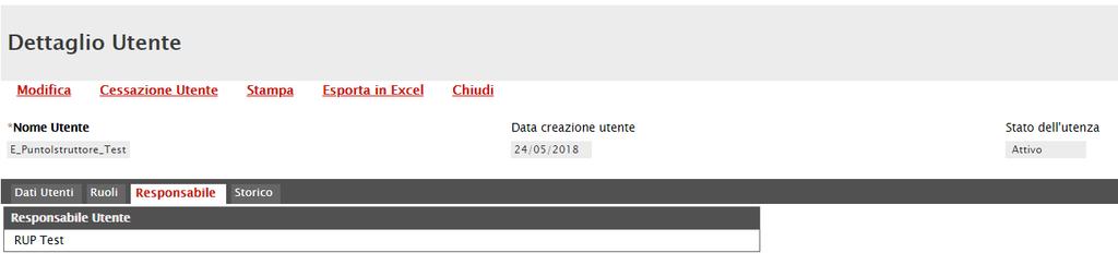 Figura 12: Dettaglio Utente - Ruoli Nella sezione Responsabile, sarà possibile visualizzare il