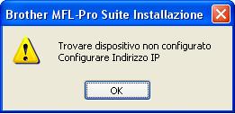 Se nel mpo Inirizzo IP viene visulizzt l'inizione APIPA, fre li su Configurre Inirizzo IP e speifire per l'pprehio un inirizzo IP tto ll rete in uso.