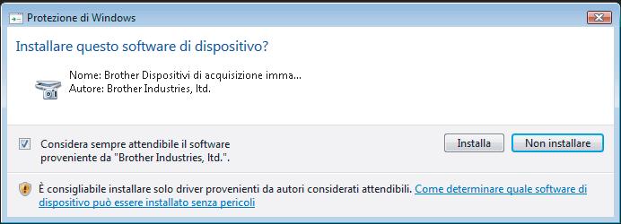 Rete lt Winows Not Per Winows Vist, quno ppre quest shermt fre li sull sell i spunt e quini su Instll per ompletre orrettmente l'instllzione.