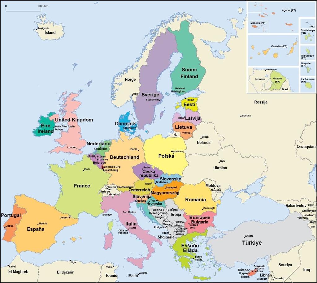 L Unione europea: 500 milioni di abitanti, 28 paesi Stati