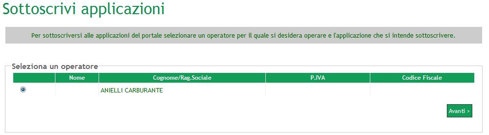 Per procedere con le operazioni cliccare sul pulsante "Avanti". (vedi Fig. 21).