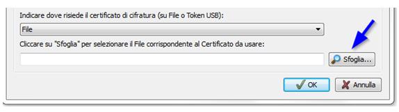 selezionare il file del certificato di