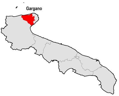 Regione Puglia PARTE PRIMA Analisi e Descrizione 12 Gargano Revisione documento: Aprile 2019 Dati di riepilogo area interna Totale Comuni 5 Popolazione residente 36.109 Superfice (Kmq) 688.