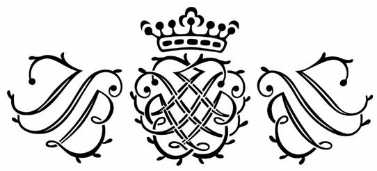 Il monogramma di J. S. Bach Le iniziali J S B sono presenti due volte, da sinistra a destra e viceversa, specularmente, a formare un intreccio sovrastato da una corona di dodici pietre (7 + 5).