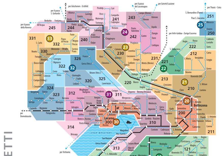 2.5 Tariffe Sulle linee di trasporto pubblico urbano del Bellinzonese si applica il sistema tariffale valido sulla rete di trasporto pubblico di tutto il territorio cantonale e del Moesano che fa