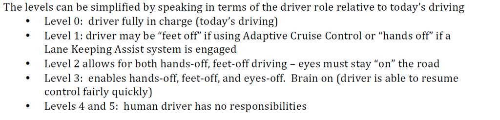 Vehicle automation levels: driver role and driving type classification Driving types: AD