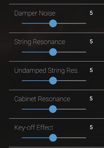 8 Key-off Effect (Effetto rilascio tasto) Modalità Sound Quando si suona un pianoforte acustico in particolar modo nella sezione dei bassi se un tasto viene pigiato con forza e rilasciato