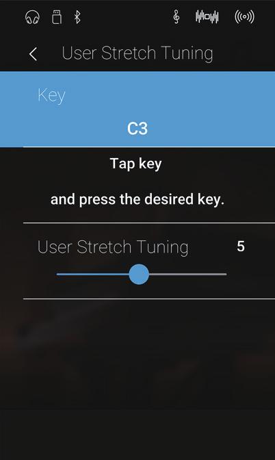 * In modalità Sound, l accordatura dell utente viene eseguita e archiviata in modo indipendente per ogni suono. Pulsante Edit Tipo di Stretch Tuning 2. Toccare il pulsante [Edit].