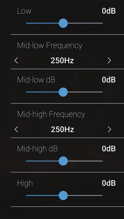 Controllo timbrico personalizzatol Descrizione 1 Low Regola il volume del range delle frequenze della banda bassa (20~100 Hz).