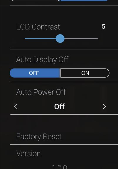 Settings 15 Auto Power Off (Auto-spegnimento) L impostazione Auto Power Off può essere utilizzata per far spegnere automaticamente lo strumento dopo uno specifico lasso di tempo di inattività.