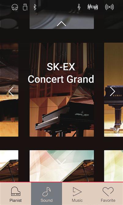 1 Single Per impostazione predefinita, il suono del pianoforte a coda da concerto SK-EX viene selezionato in modalità tastiera Single, per indicare l utilizzo di un suono per tutta la larghezza della