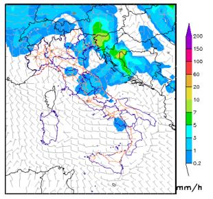 Precipitazione cumulata e vento UmiditÃ relativa Situazione: Sabato, pressione in