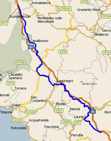 Autostrada del Mediterraneo tratto Padula Buonabitacolo - Lauria Guardia di Finanza Polizia Provinciale di Potenza Polizia Municipale di Lagonegro Uscita: Padula