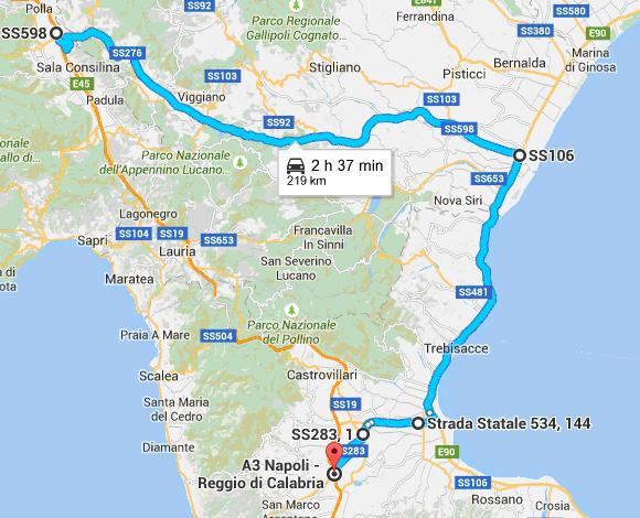 ITINERARI ALTERNATIVI Autostrada del Mediterraneo tratto Atena Lucana Tarsia Nord Uscita: Atena Lucana