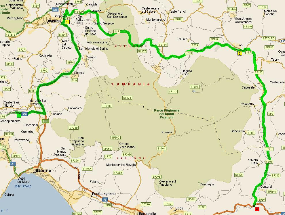 Autostrada del Mediterraneo tratto A30 Barriera Salerno - A2 Contursi per i veicoli di massa inferiore a 3,5 t e autobus di linea: Uscita: A30 barriera Salerno Entrata: A2 Contursi 112 km RA2 SA-AV -