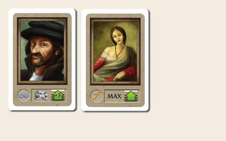 Materiale del gioco aggiuntivo Le carte consentono ai giocatori di ottenere denaro e cubetti colorati nonché di godere di ulteriori vantaggi.