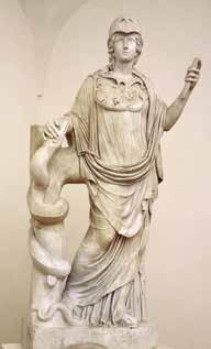 3 Atena con il serpente Questa statua si chiama Atena con il serpente. Atena è una dea. Una dea ha il corpo di una donna ed è molto potente. La dea Atena era molto intelligente.