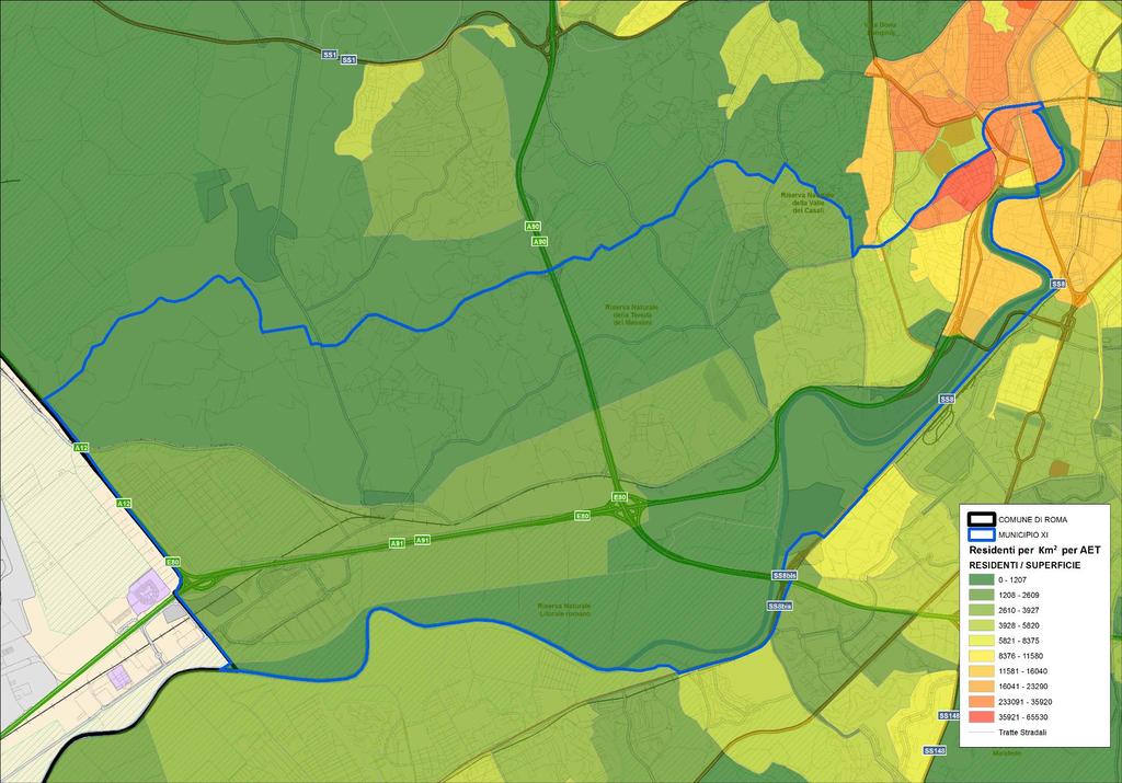 Anagrafica del Municipio XI Distribuzione della densità