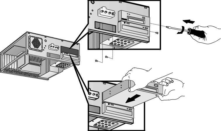 Installazione di un unità Zip, CD-ROM o a nastro su mensola frontale Fissare l unità al vassoio (la figura mostra un unità Zip) 8 Far scivolare la nuova unità nella mensola e fissarla utilizzando le