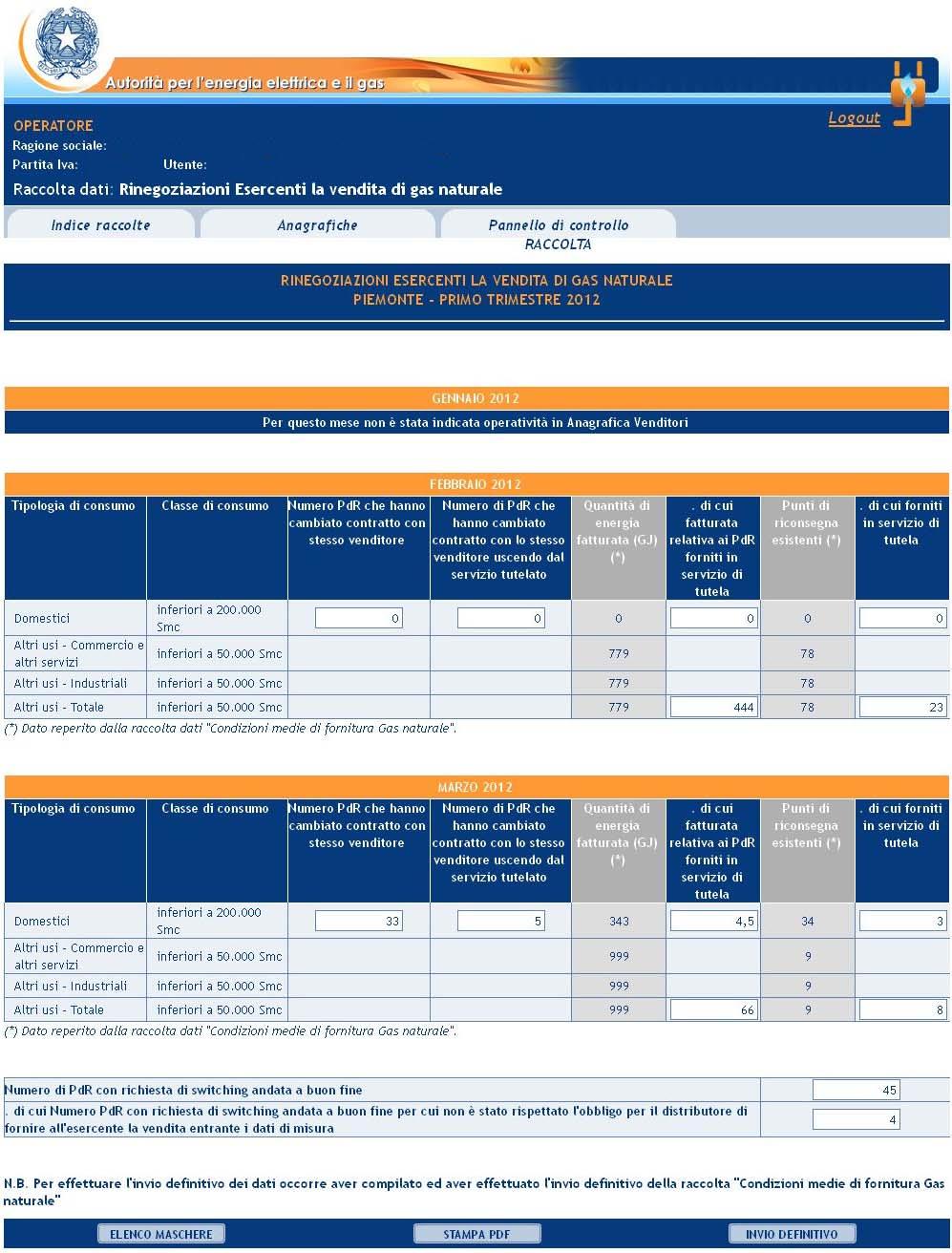 3.2 Inserimento dati Tutte le voci del pannello di controllo hanno una sezione di compilazione a cui si accede selezionando il bottone Compila maschera.