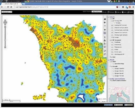 Fonte: ISPRA, ARPA/APPA Figura 4: Esempio di rappresentazione grafica dei sostegni RF presenti sul territorio