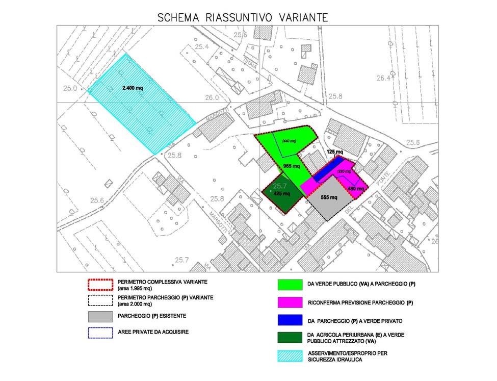 E' prevista inoltre l individuazione di un area agricola per la formazione del volume compensativo necessario per la sicurezza idraulica del parcheggio da eventi alluvionali 200ennali.