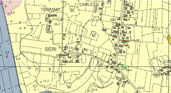 L'area delle indagini è ubicata ai margini orientali delle blande colline delle Cerbaie, su terreno a debole pendenza verso W ed alla quota di c.a. 20.0 metri sul livello medio marino (C.T.R. 1:2000).