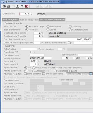 occorre indicare 99 oppure il codice 99 può essere in alternativa inserito all interno della gestione dell impresa familiare nel codice inps andando a togliere il codice dell anagrafica 740 se