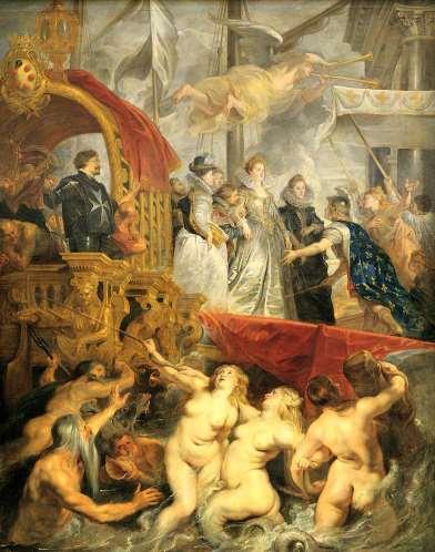 Lo sbarco di Maria de Medici a Marsiglia Il tono generale dell opera è molto caldo, tendente al rosso e al dorato, la parte alta,