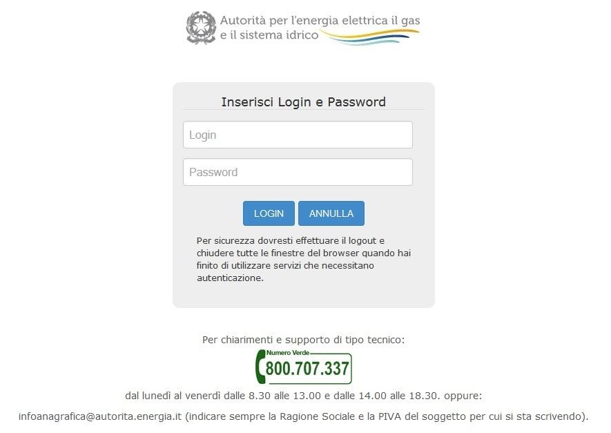 2 Accesso alla raccolta Per accedere alla raccolta il primo passo da effettuare è autenticarsi inserendo i propri dati di accesso nell apposita sezione (figura 2.1) del sito https://www.autorita.