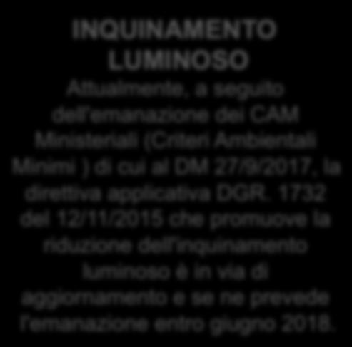 1732 del 12/11/2015 che promuove la riduzione dell'inquinamento luminoso è in via di