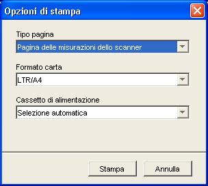 CALIBRAZIONE 44 13 Selezionare il cassetto di alimentazione appropriato per la stampa della pagina delle misurazioni e fare clic su Stampa.