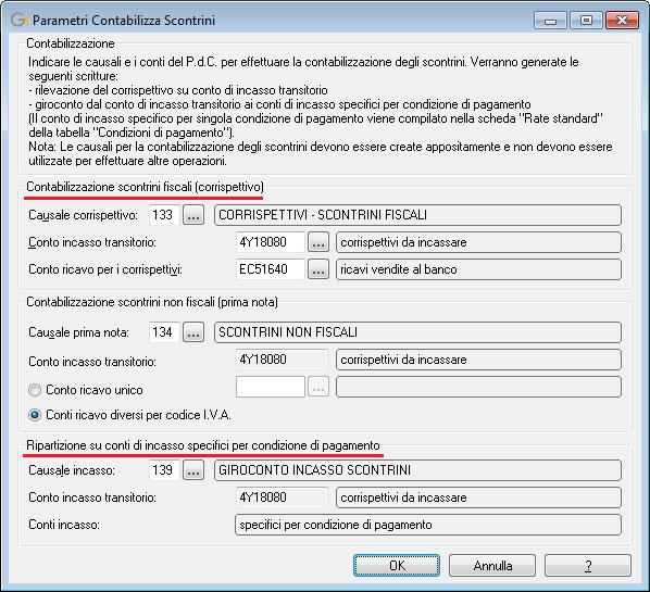 Una volta impostati e confermati i parametri è possibile procedere con la contabilizzazione, che genera in contabilità i due movimenti previsti per l operazione: 16 4.