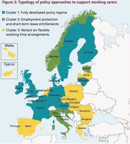 (2) Le diverse misure di sostegno negli Stati membri in favore dei working carers (Fonte: Eurofound, Sustainable work Toward better and longer working lives, Dicembre 2014) In base alla piramide