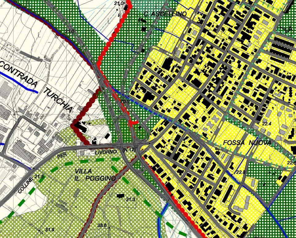 QUADRO URBANISTICO CONOSCITIVO ESISTENTE U.T.O.E. Invarianti strutturali Classi di pericolosità ai sensi del D.P.G.R. 26/R (Cfr. relazione idrogeologica) Estratto cartografico P.S. Tavola 5 U.T.O.E. PIANO STRUTTURALE U.