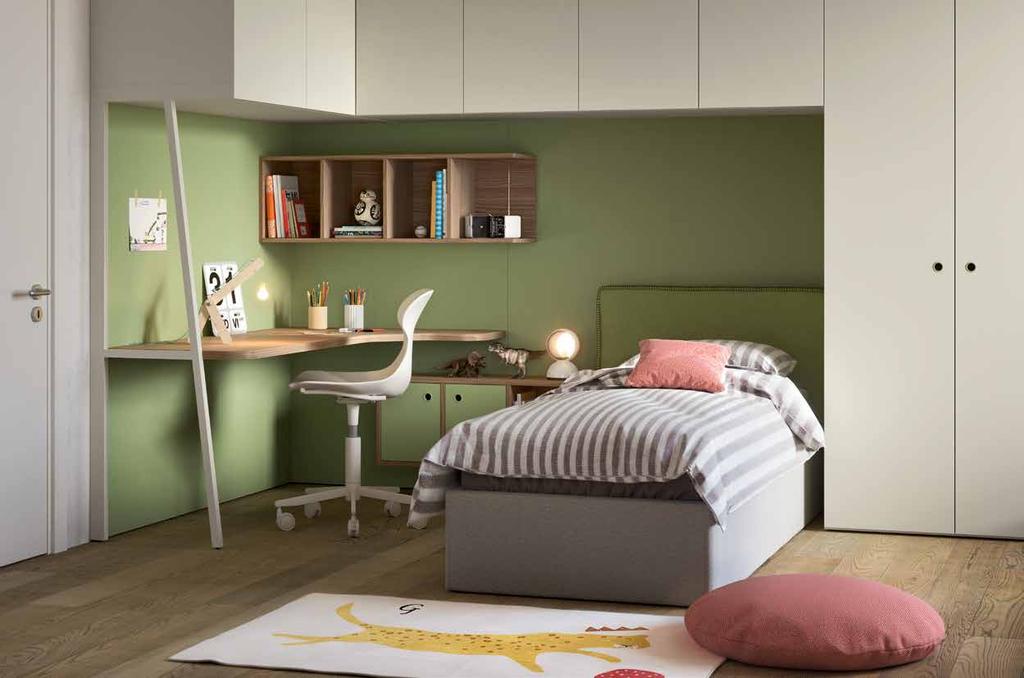 / shaped desk casellari / wall units Luce sedia / chair Marì