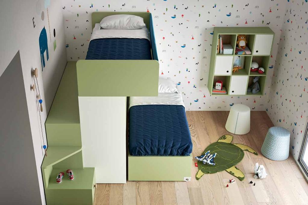 options LETTI A CASTELLO / BUNK BEDS space 9 1 1 options Woody clothes hanger knobs mandorlo, bianco, mirtillo,