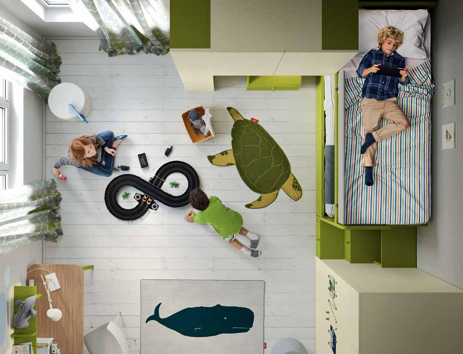 NIDI DESIGN SPACE FOR KIDS LETTI A SOPPALCO / LOFT BEDS letti a soppalco / loft beds S P A C E 17 luna nocciolo prezzemolo Chi vive qui? Francesco, Matteo e qualche volta un amica. Who lives here?