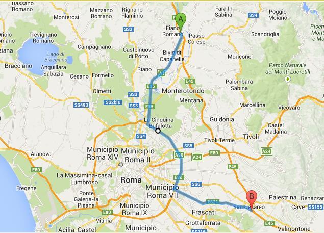 A/1 Milano - Napoli tratto Diramazione 18 Roma Nord Diramazione 19 Roma Sud (BRETELLA A1) E35 Uscita: Roma nord A90 Entrata: