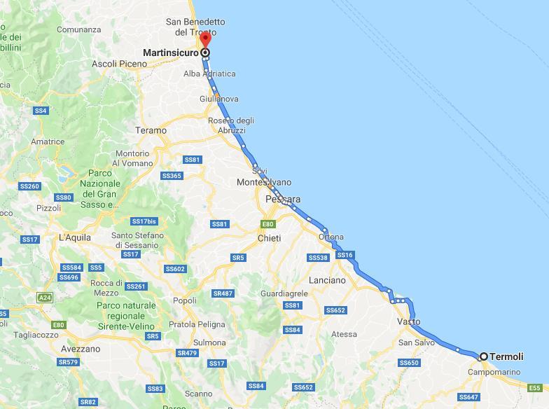 A/14 Bologna - Taranto tratto S.Benedetto del Tronto Termoli (Cb) e viceversa percorso consigliato al traffico leggero Uscita: S.