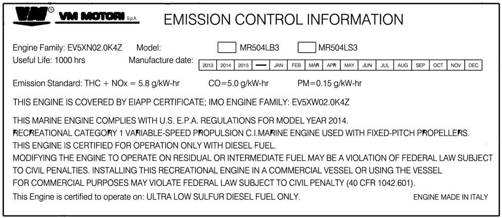 Sezione 1 - GARANZIA Etichett informtiv sul controllo delle emissioni Un'etichett prov di mnomissione con informzioni sul controllo delle emissioni (ECI) è pplict in un punto visiile del motore l